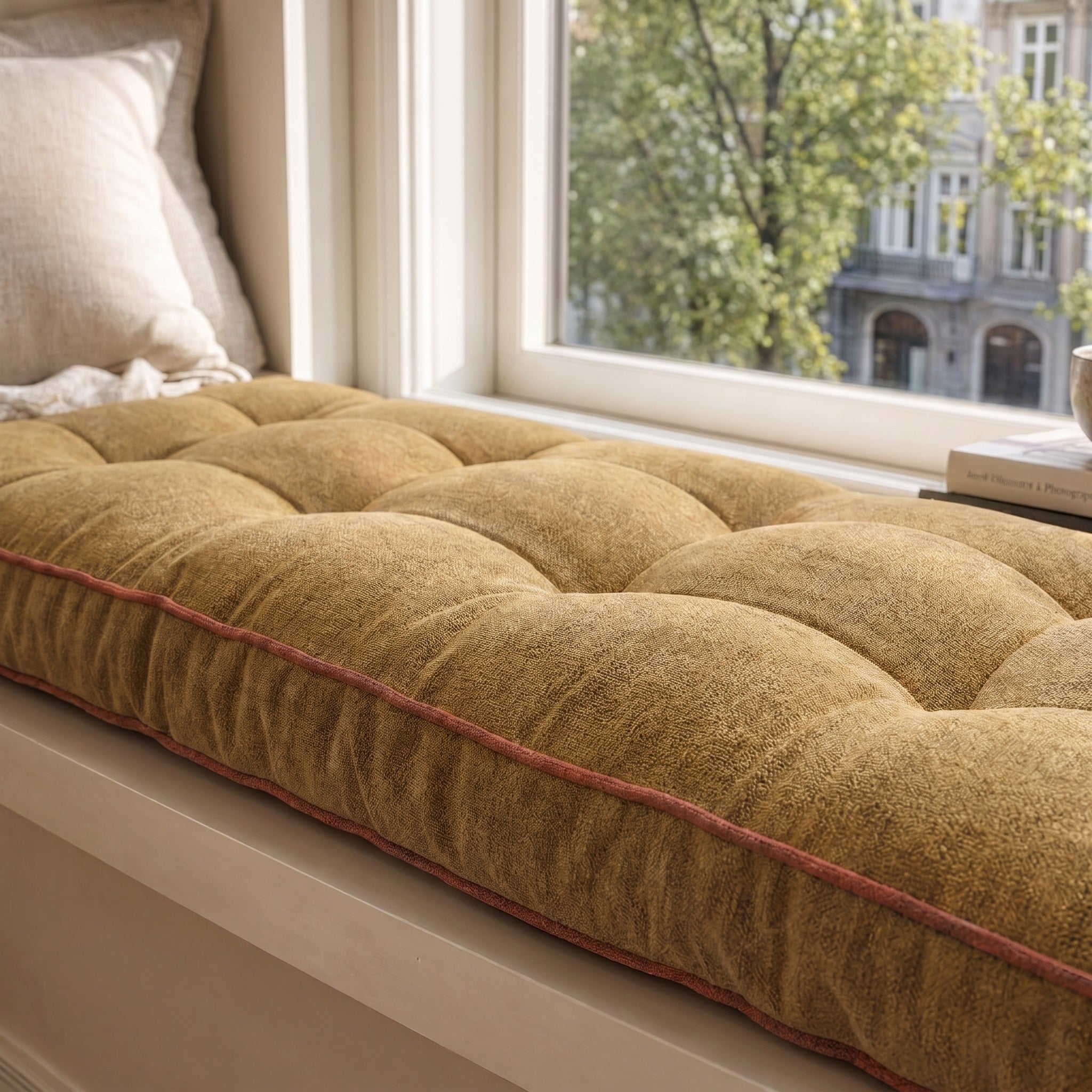 Custom Colorful Piping Tufted Indoor Bench Cushion