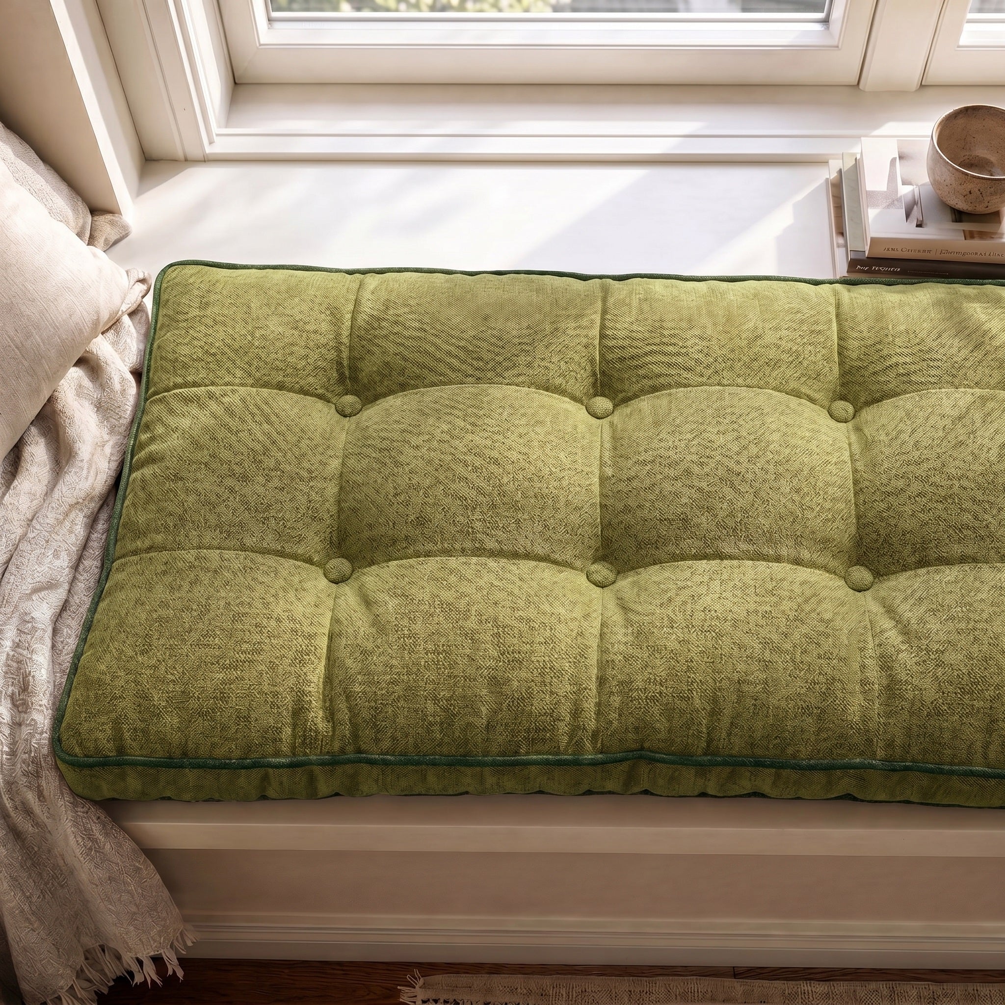 Custom Colorful Piping Tufted Dining Bench Cushion