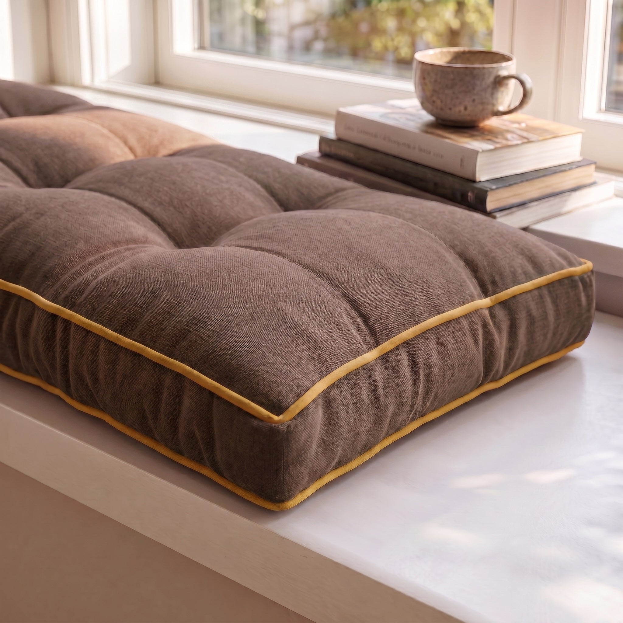 Custom Colorful Piping Tufted Bench Seat Cushion