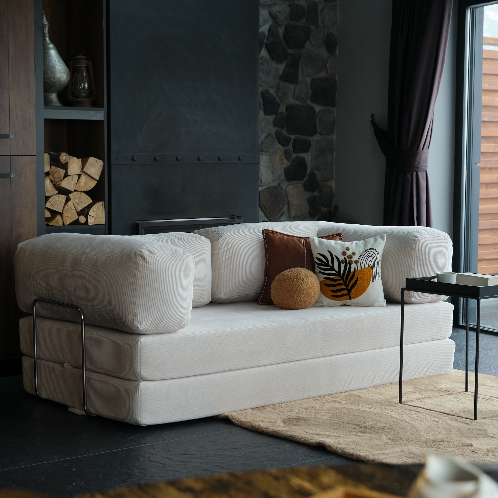 A Soft Teddy Sofa Bed That Blends Modern Comfort With Cozy Design, Perfect For Relaxing Or Hosting Overnight Guests