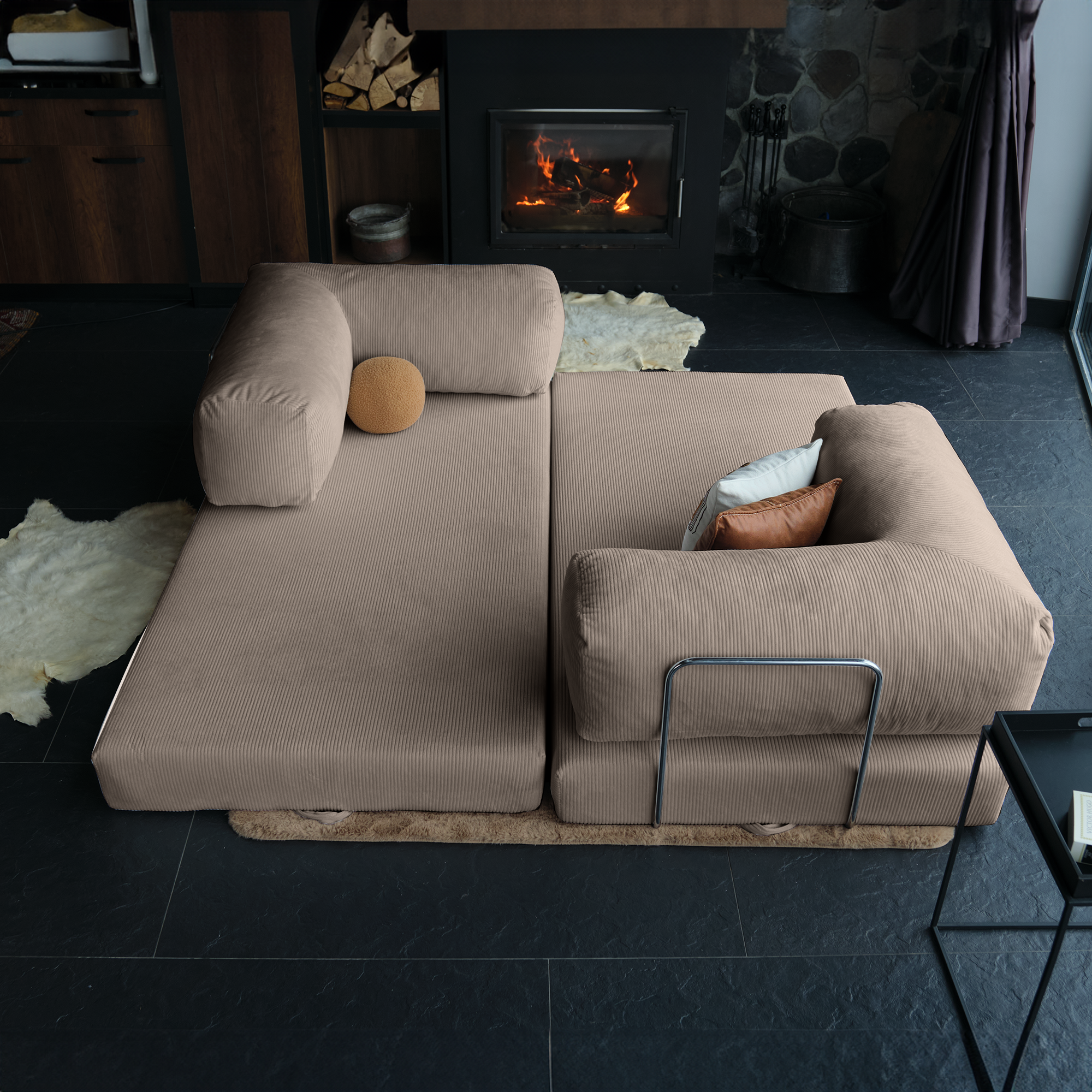 Luxurious Velvet Teddy Sofa Bed Designed For Comfort And Elegance, Ideal For Both Lounging And Creating A Chic Atmosphere