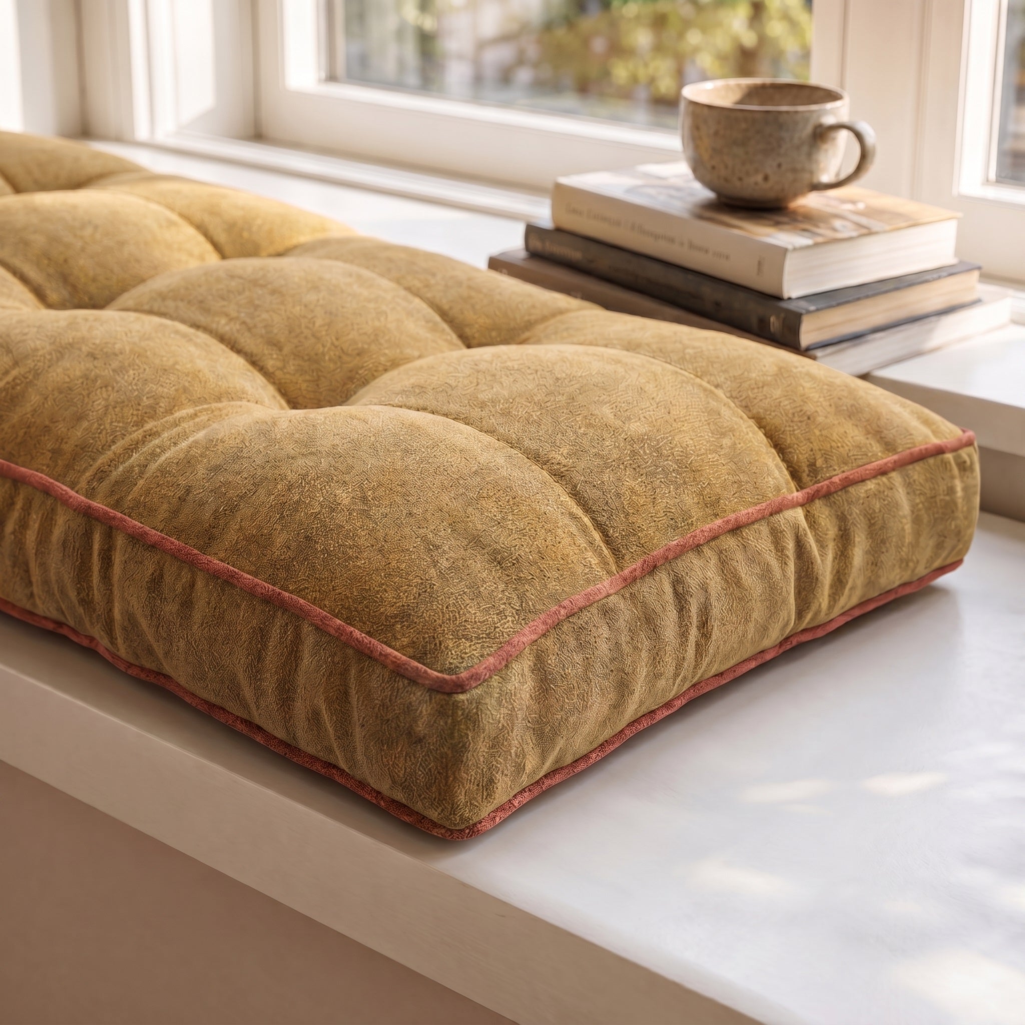 Custom Colorful Piping Tufted Indoor Bench Cushion