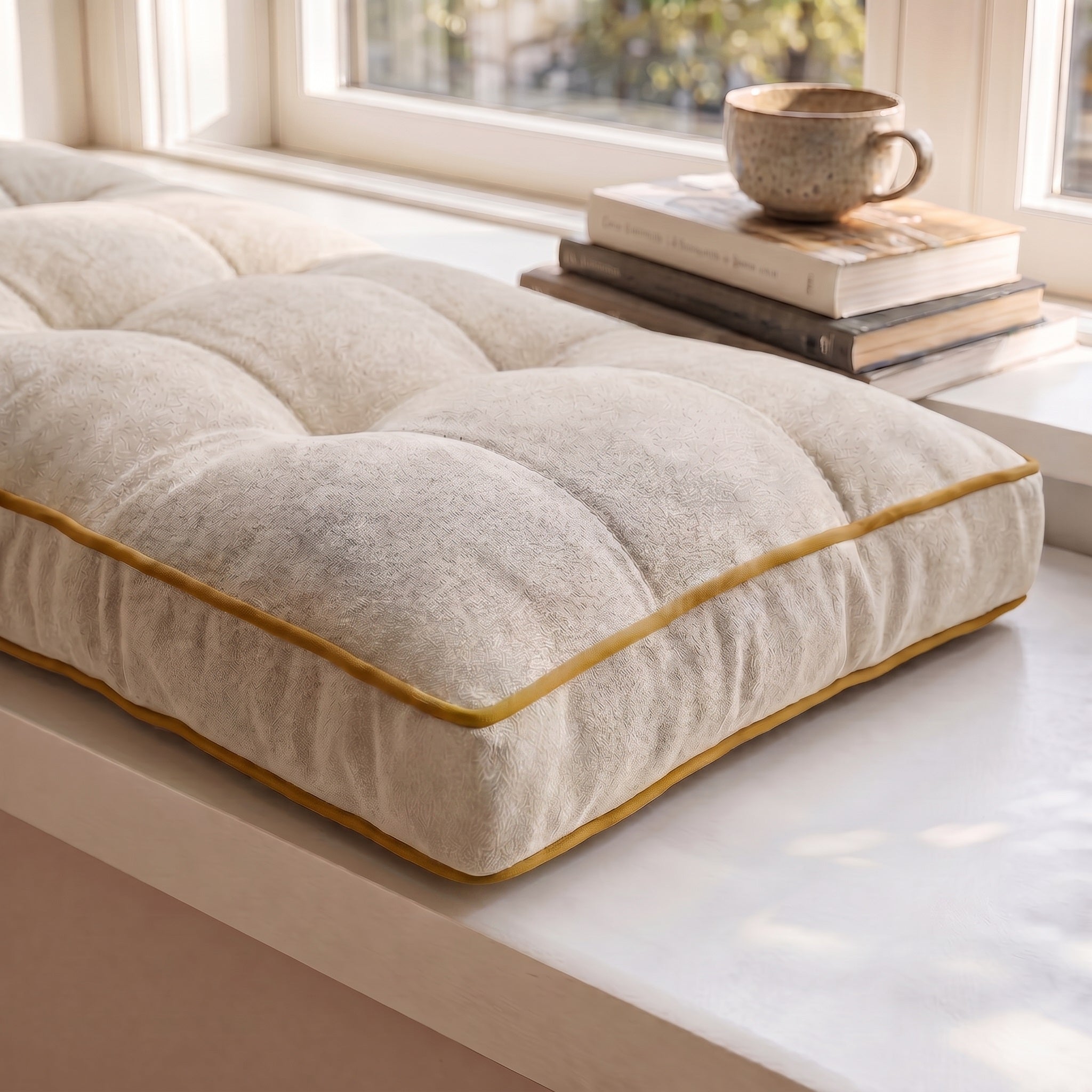 Custom Colorful Piping Tufted Bench Cushion