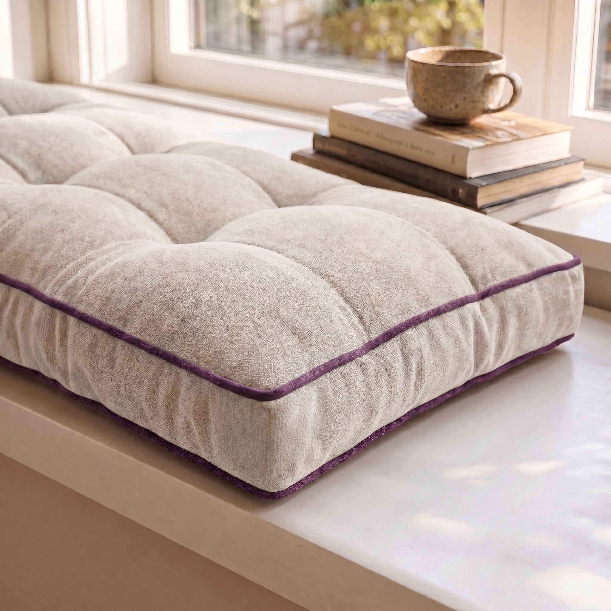 Custom Colorful Piping Tufted Floor Cushion