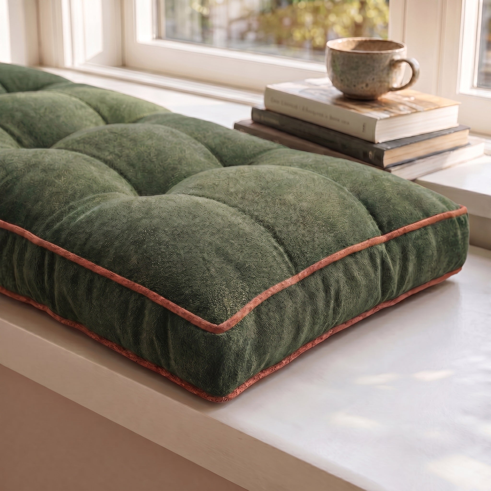 Custom Colorful Piping Tufted Entryway Bench Cushion