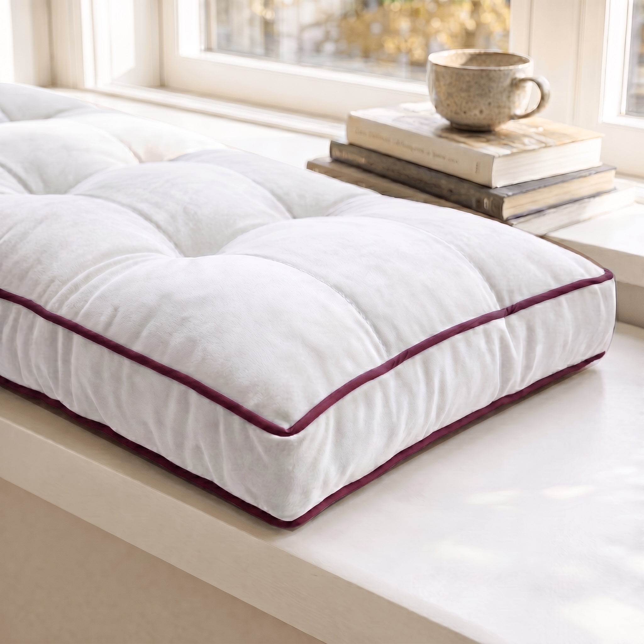 Custom Velvet & Cotton Colorful Piping Tufted Bench Cushion