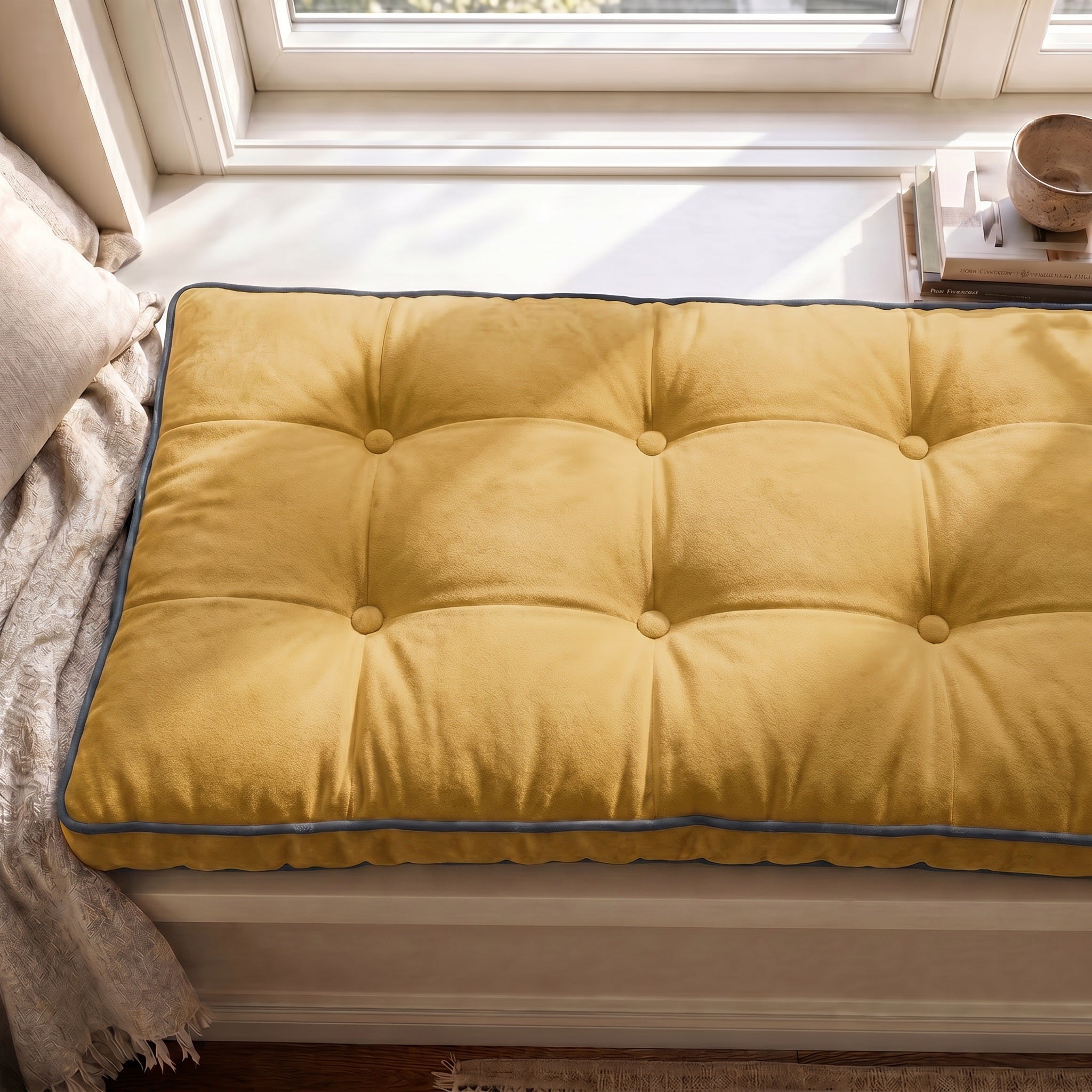 Custom Velvet & Cotton Colorful Piping Tufted Floor Cushion