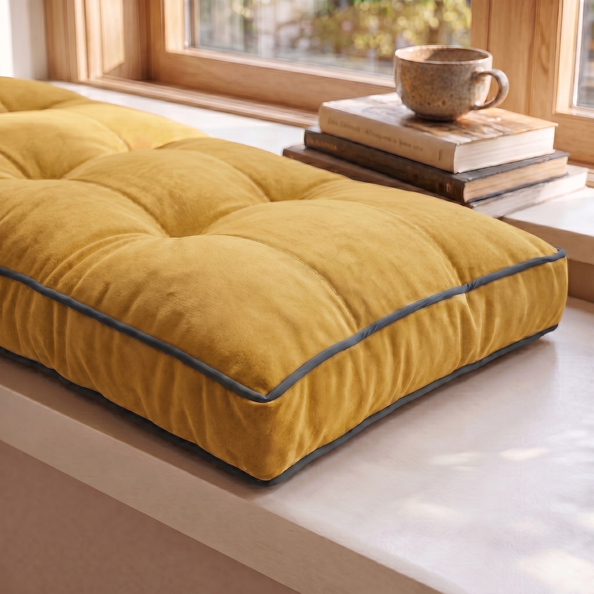 Custom Velvet & Cotton Colorful Piping Tufted Floor Cushion