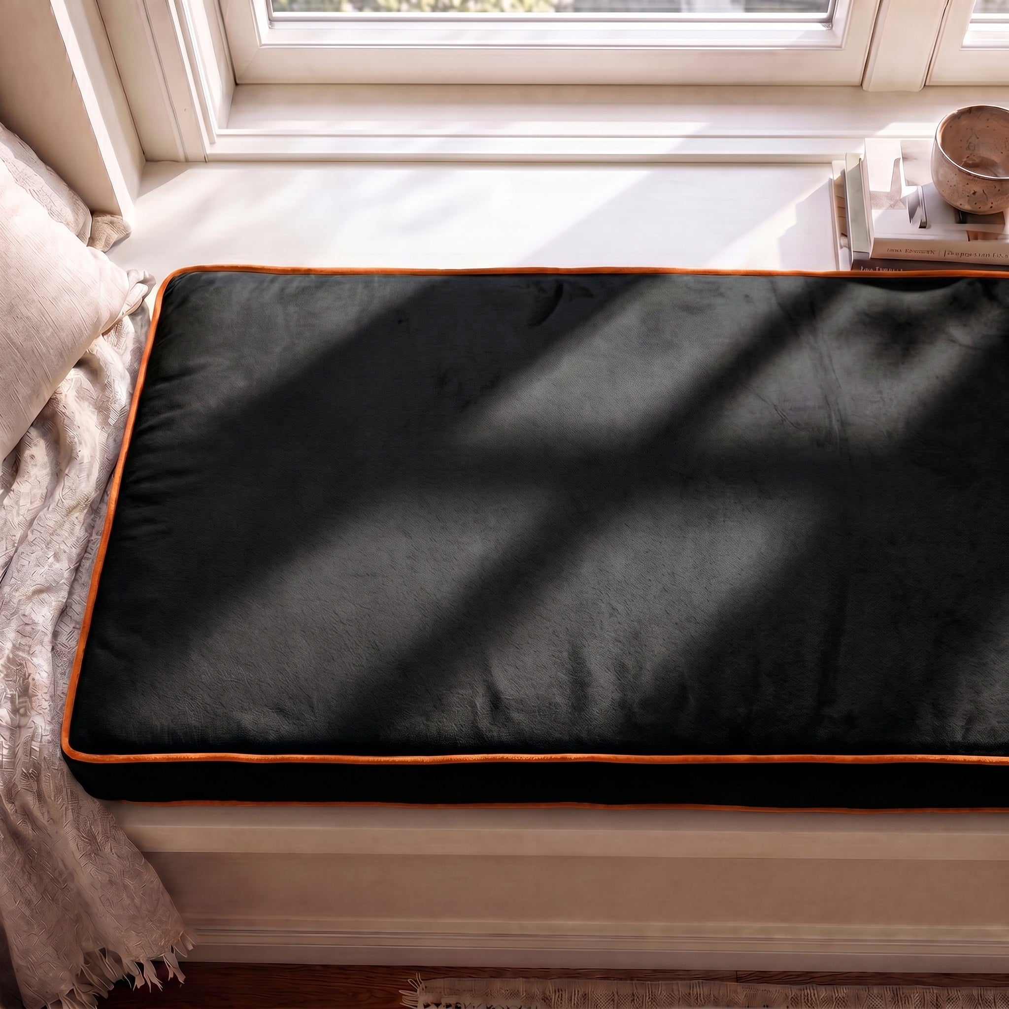 Custom Velvet & Cotton Colorful Piping Flat Reading Nook Cushion