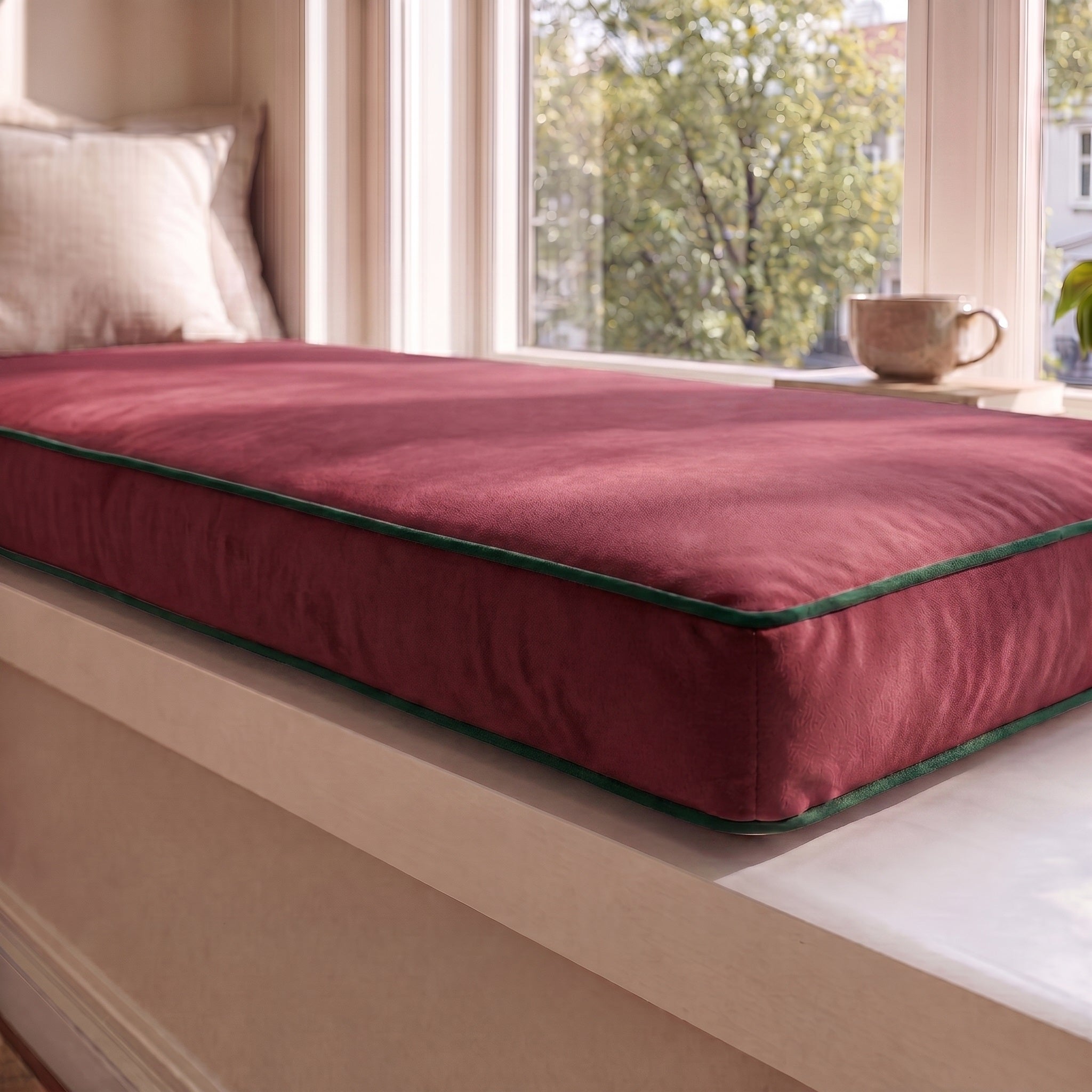Custom Velvet & Cotton Colorful Piping Flat Dining Bench Cushion Cover