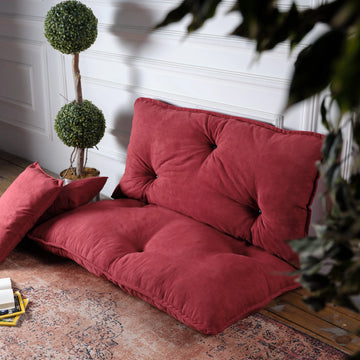 Custom Velvet & Cotton Reading Nook Floor Cushion With Back