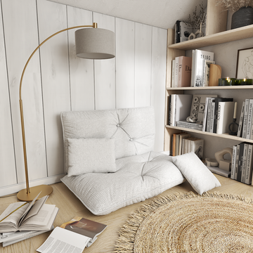 Custom Linen Reading Nook Floor Cushion With Back