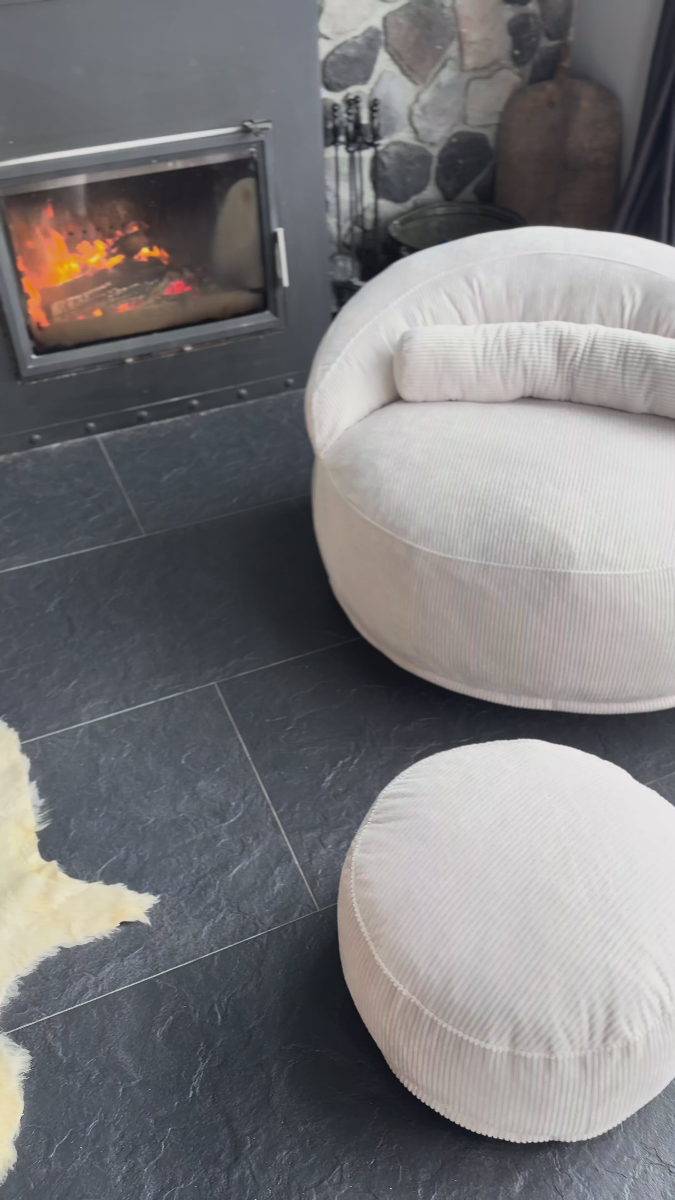 Round Pouf Chair Designed For Cozy And Modern Living Spaces