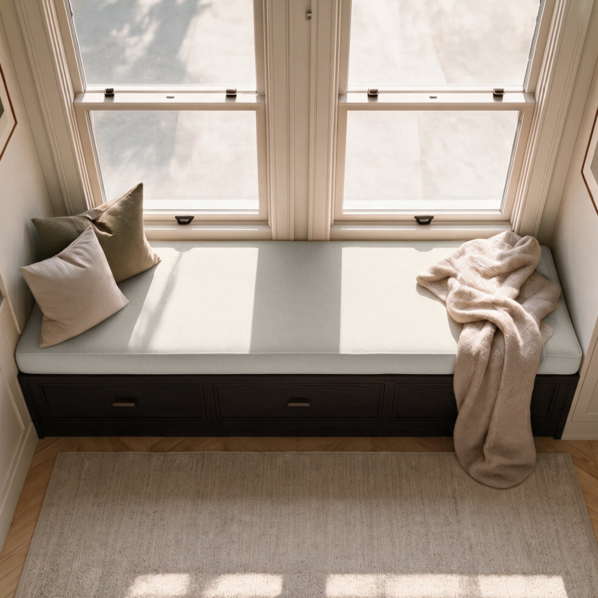 Custom Off-white Flat Bench Cushion COVER - RS/1