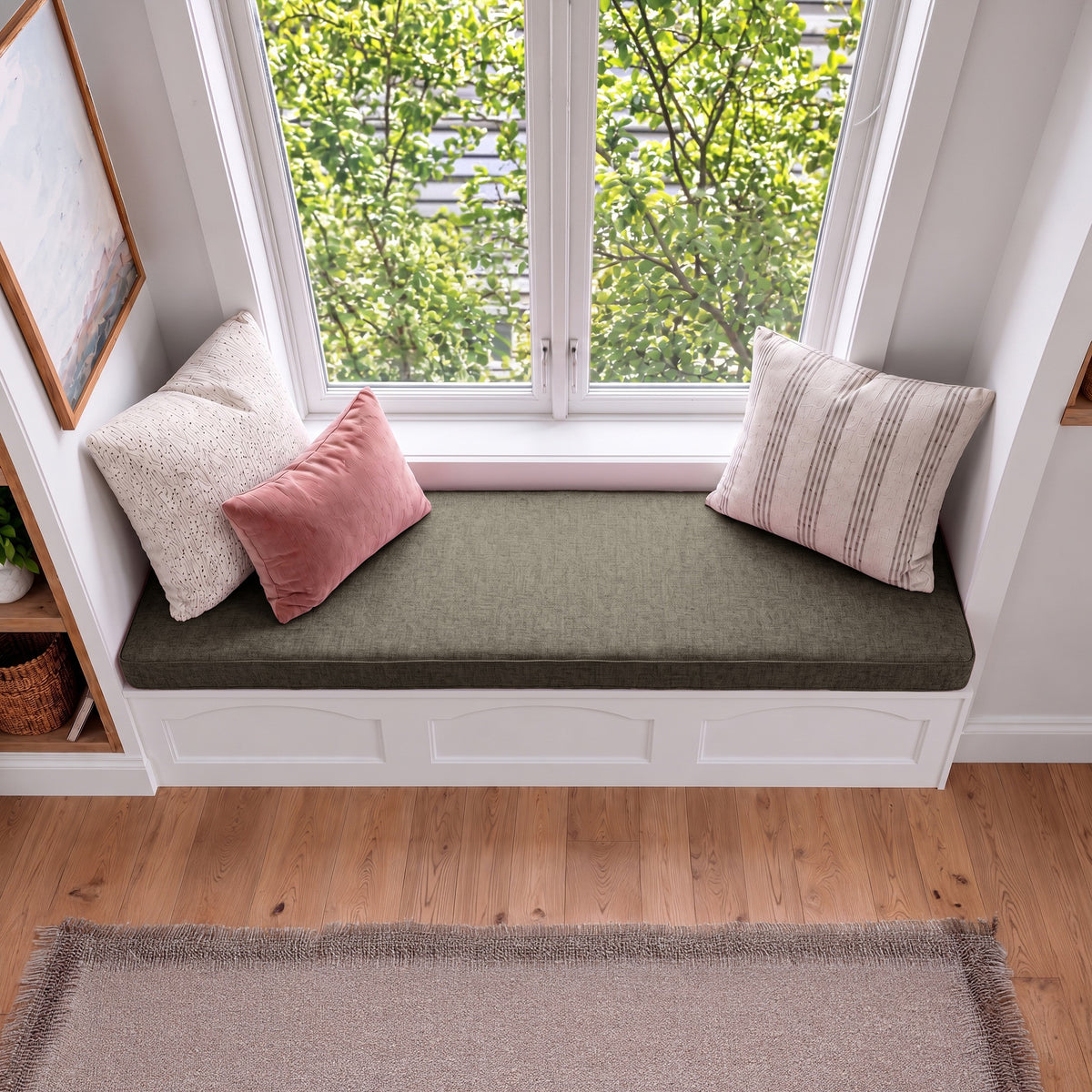 Custom Olive Flat Bench Cushion Cover - RS/11