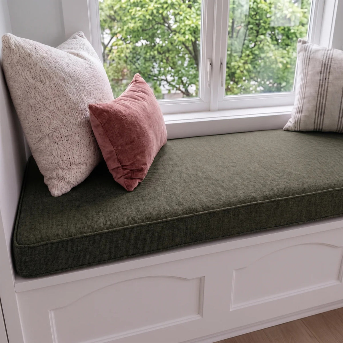 Custom Olive Flat Bench Cushion Cover - RS/11