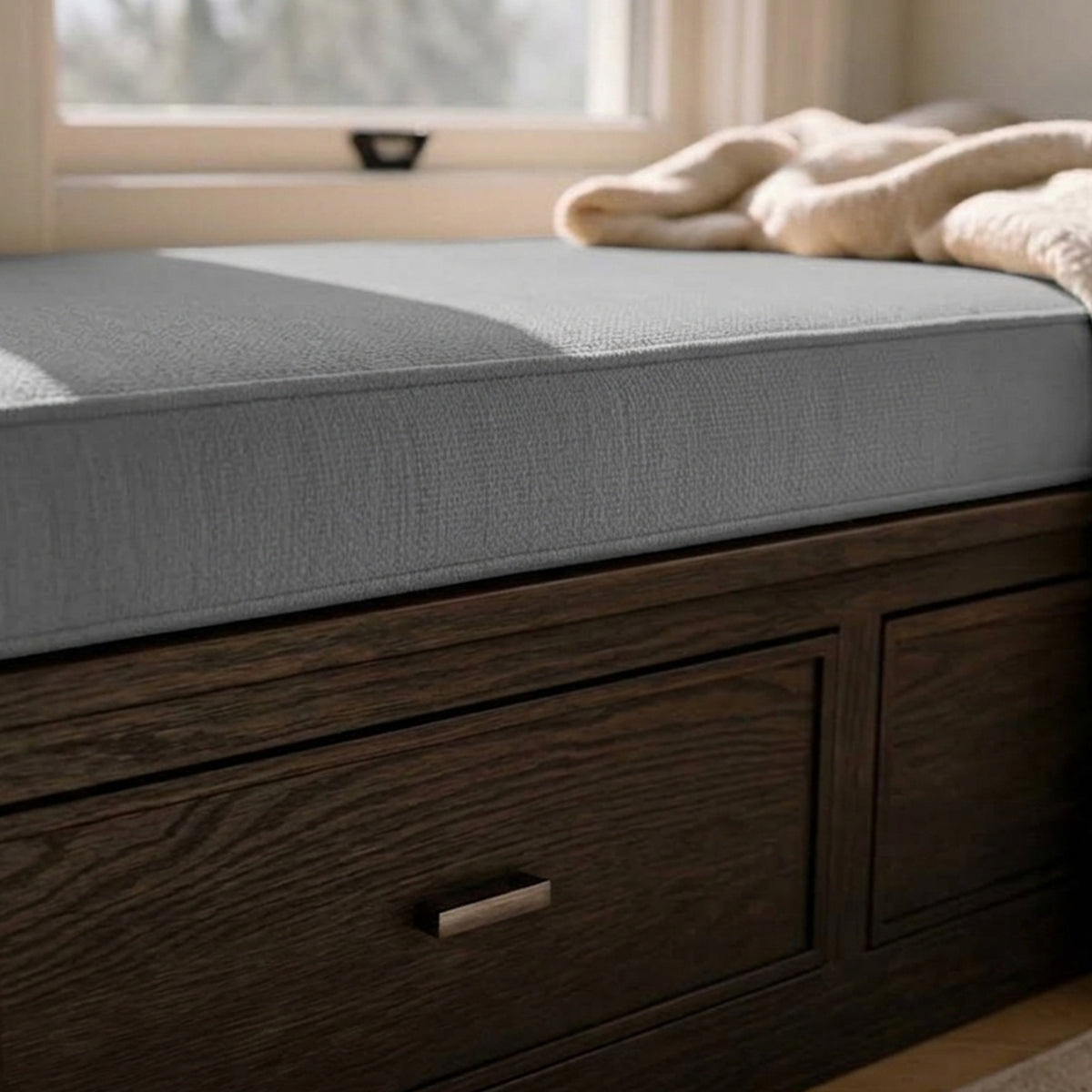 Custom Gray Flat Bench Cushion Cover - RS/12