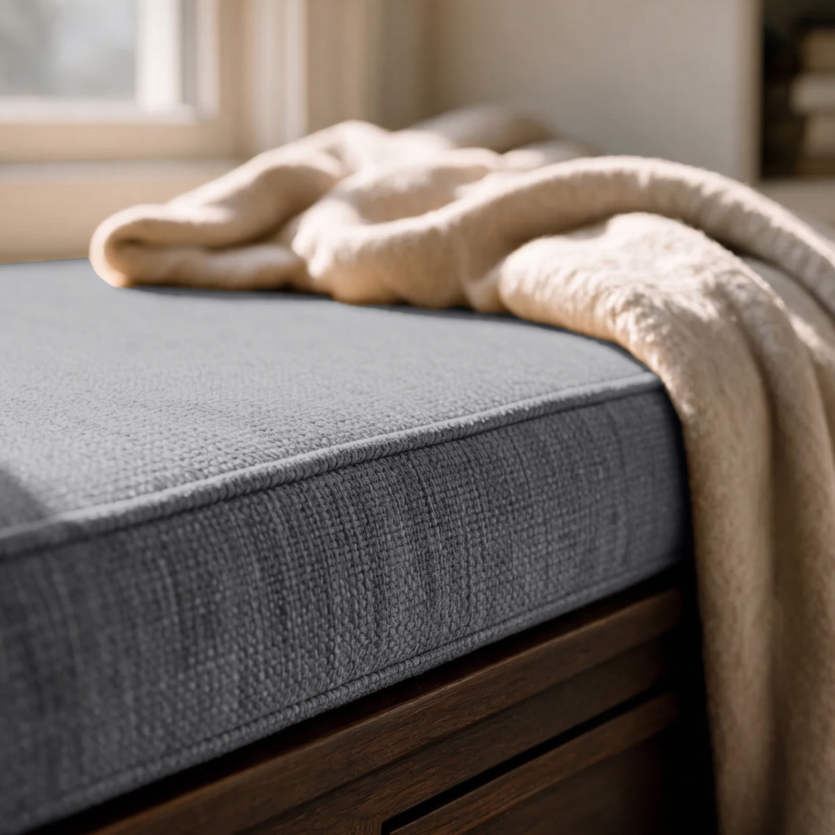 Custom Gray Flat Bench Seat Cushion Cover - RS/13