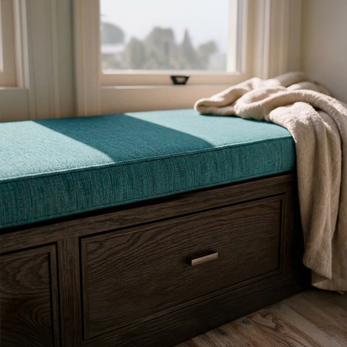 Custom Turquoise Flat Bench Cushion Cover - RS/16