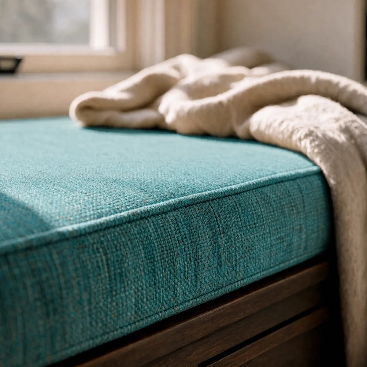 Custom Turquoise Flat Bench Cushion Cover - RS/16