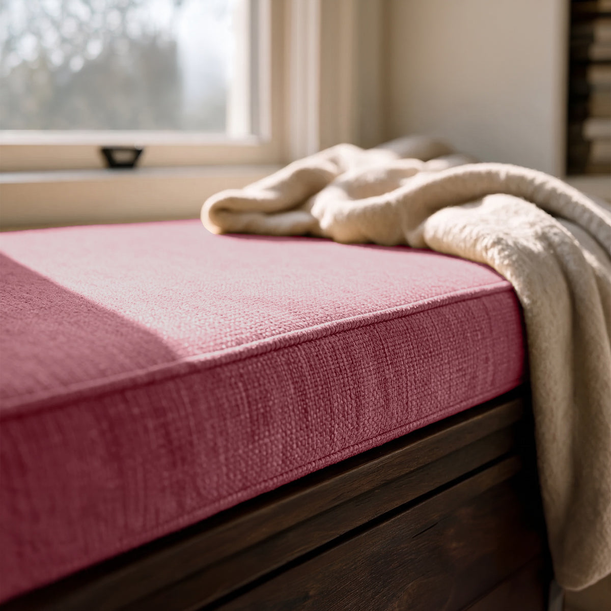 Custom Dusty Rose Flat Bench Cushion Cover - RS/7