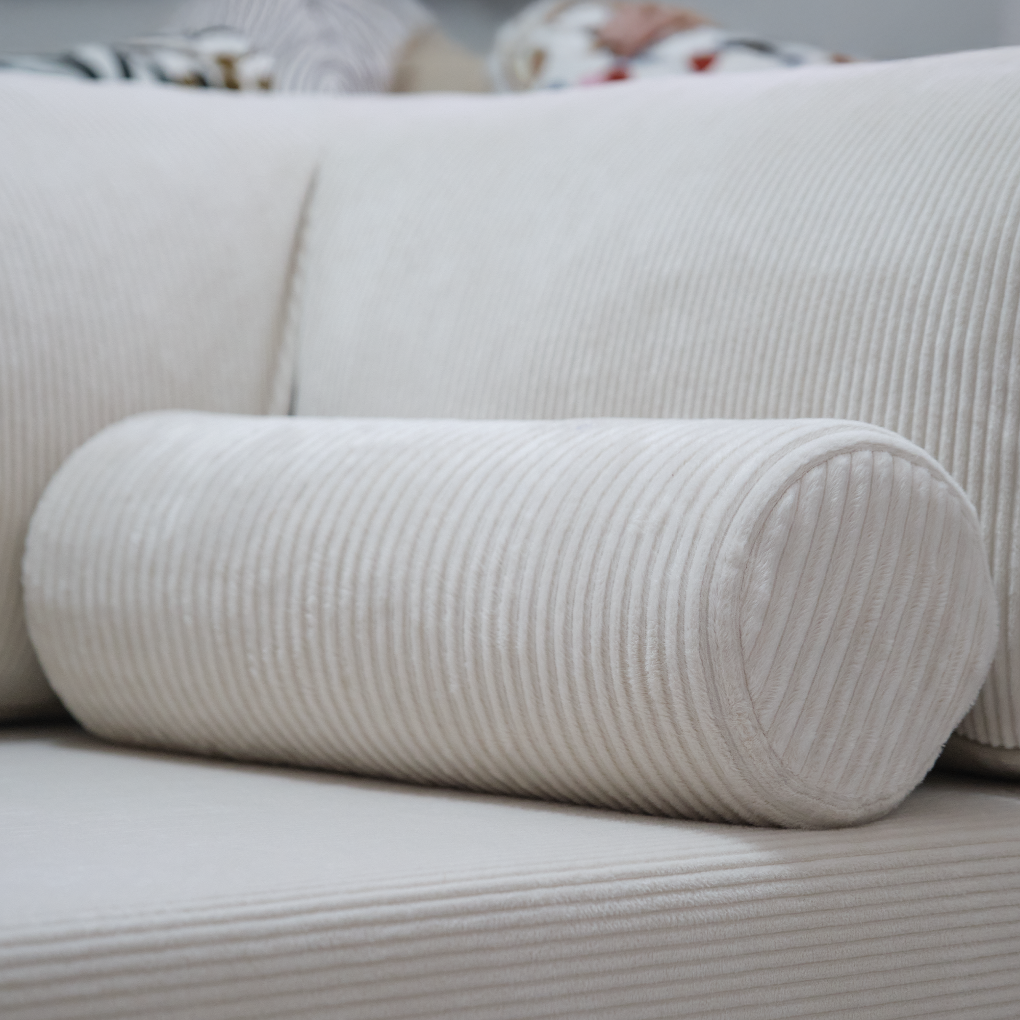 COR Custom Color Striped Cylinder Pillow - Off White